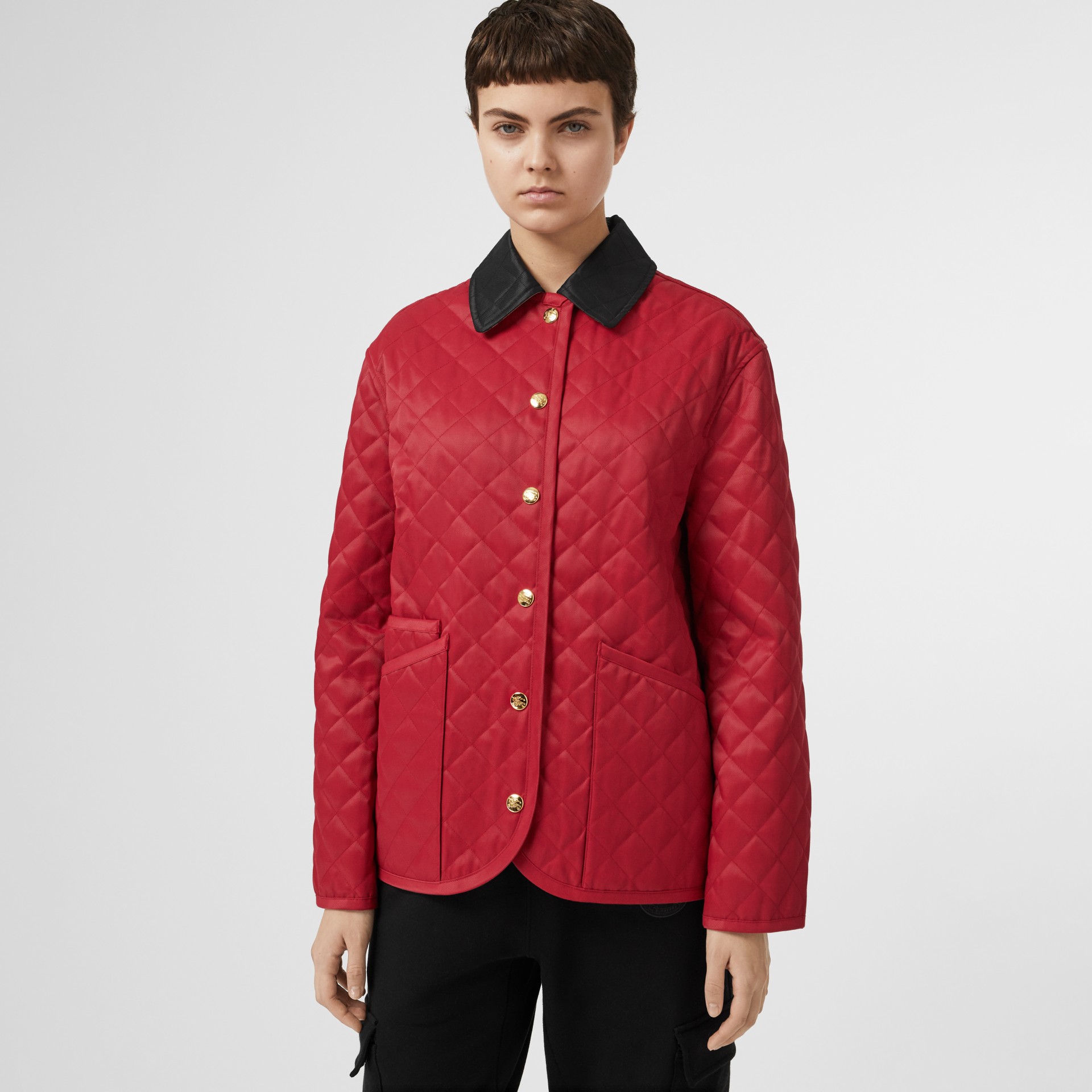 Diamond Quilted Barn Jacket in Red - Women | Burberry United States