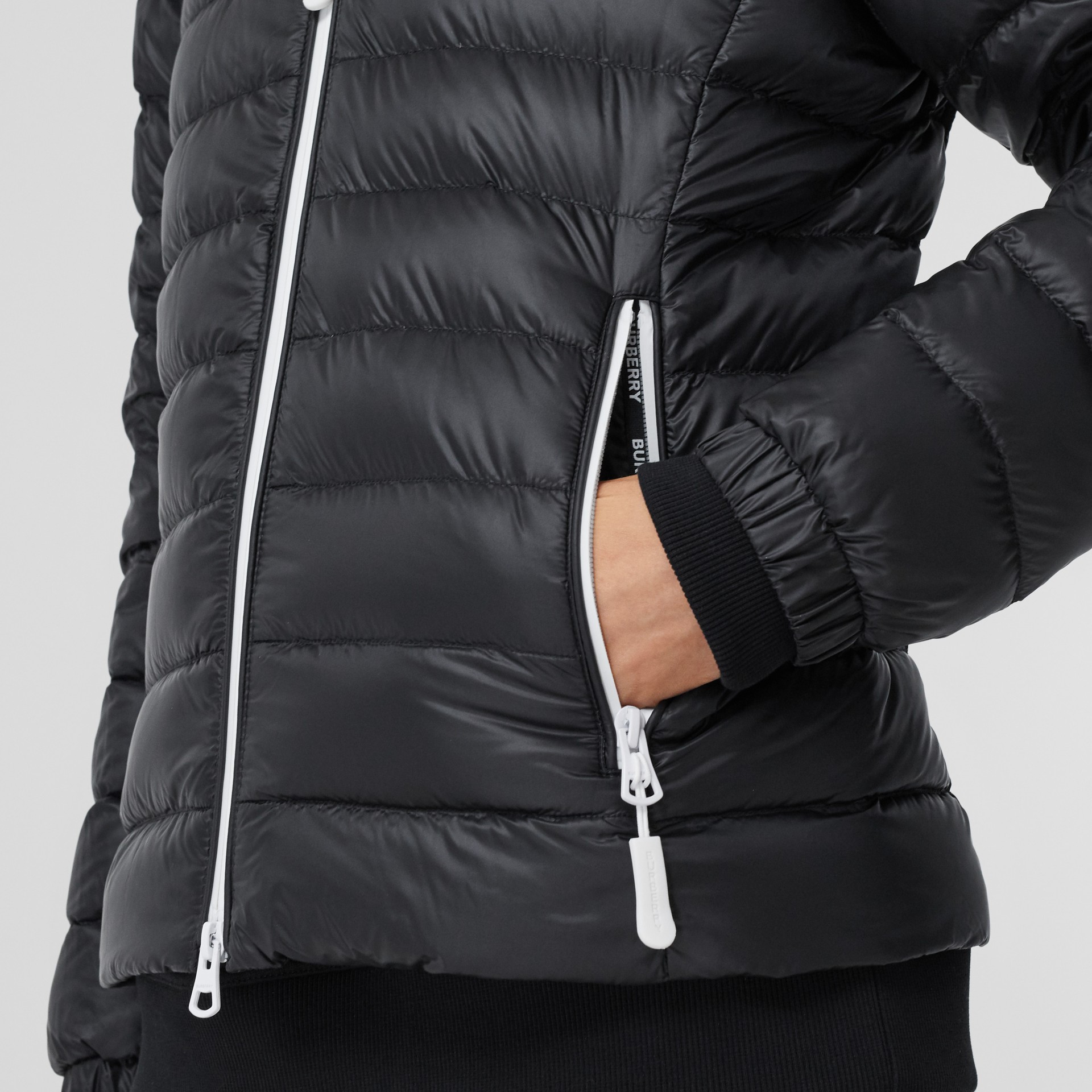 Logo Print Lightweight Puffer Jacket in Black Women Burberry Canada