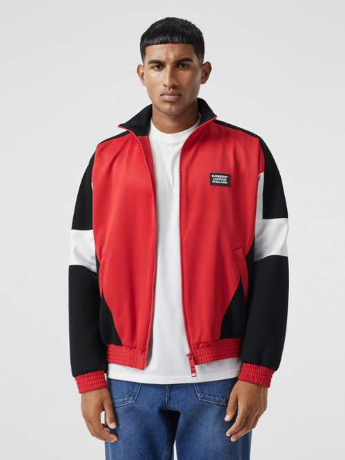 BURBERRY Logo Appliqué Jersey and Neoprene Track Top