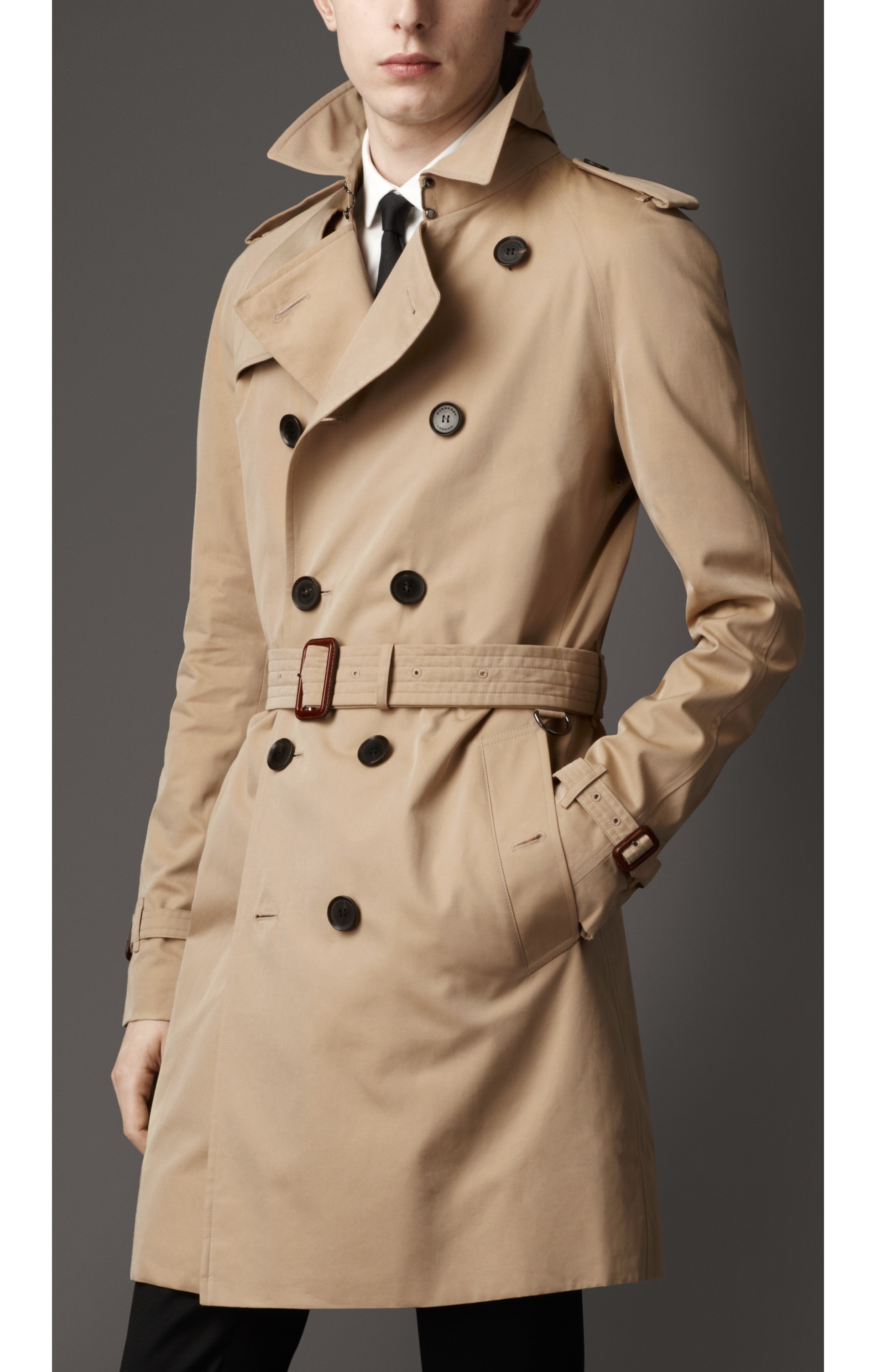 Mid-Length Cotton Gabardine Trench Coat in Honey - Men | Burberry ...