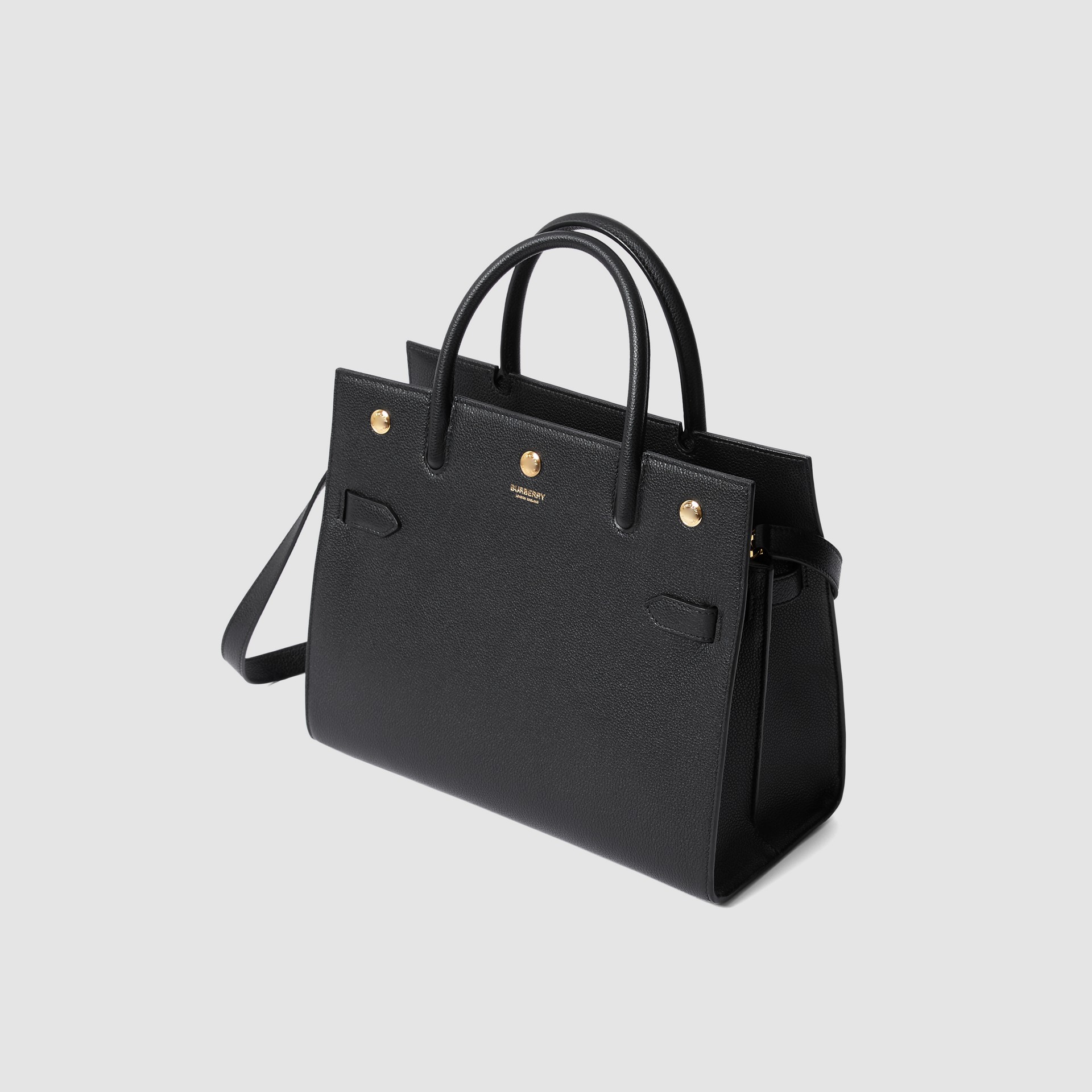 Small Leather Two-handle Title Bag in Black - Women | Burberry Australia