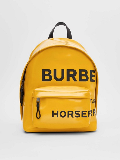 Burberry Horseferry Print Coated Canvas Backpack In 黄色