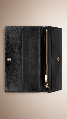 Patent London Leather Continental Wallet Black | Burberry