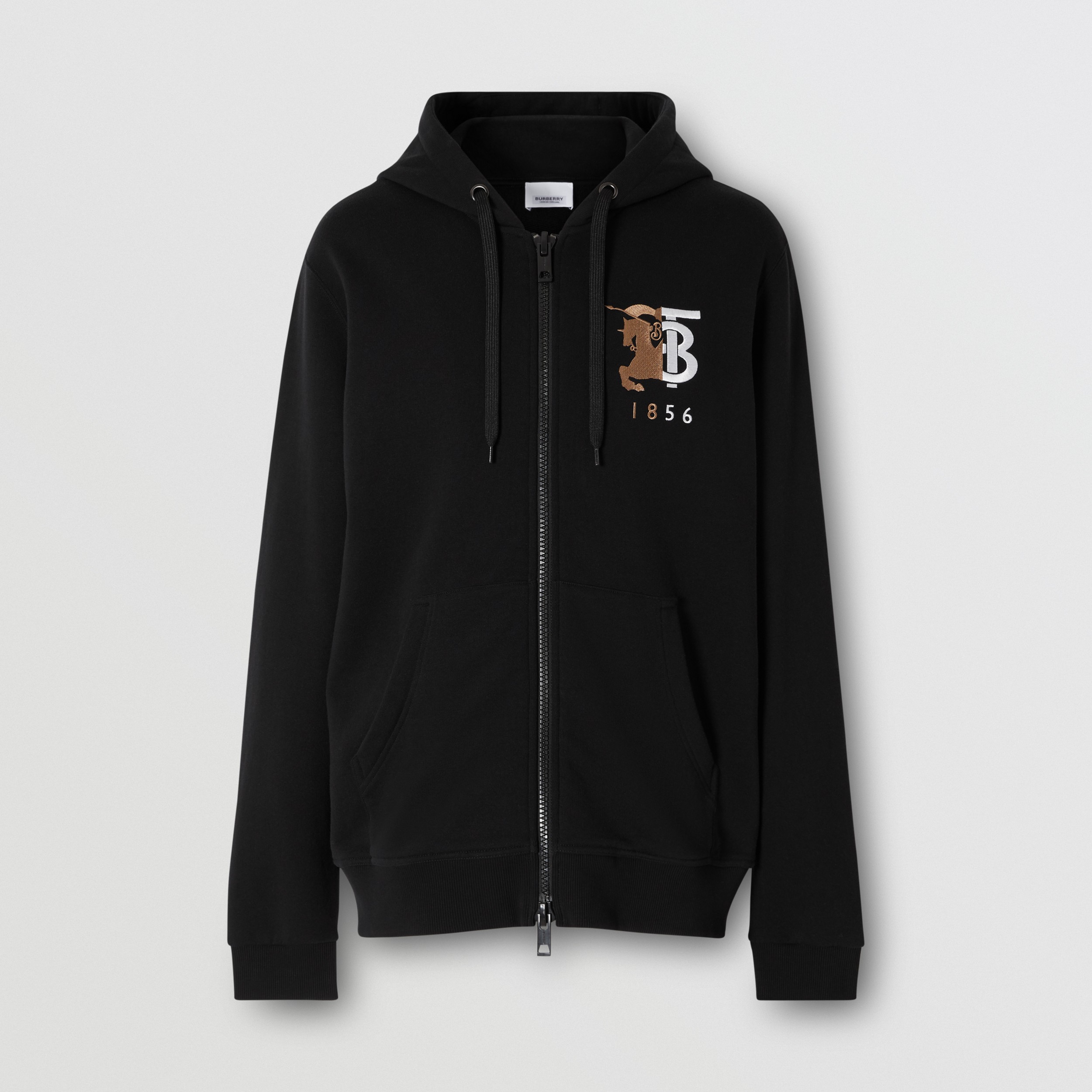 Contrast Logo Graphic Cotton Hooded Top in Black - Men | Burberry ...
