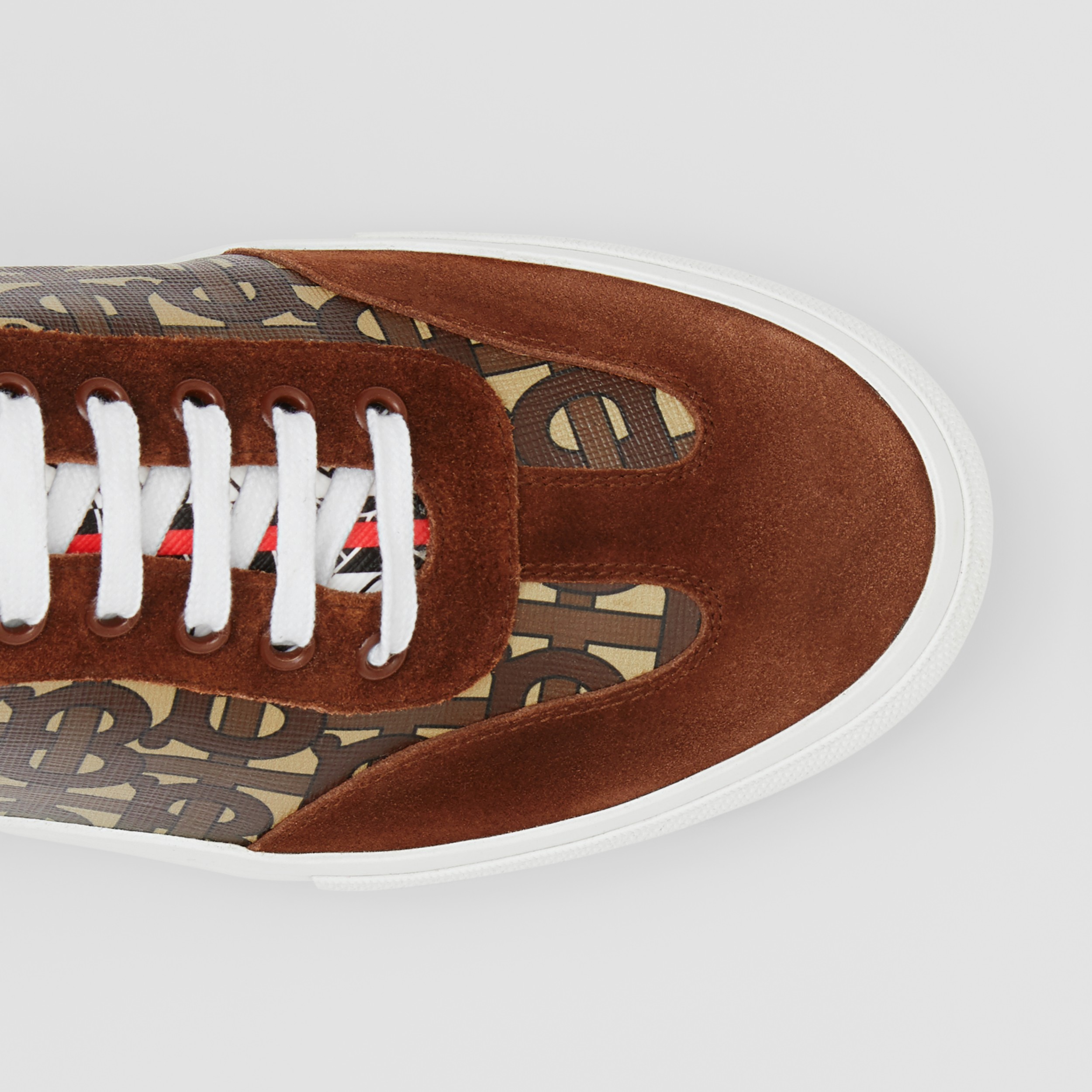 burberry suede detail monogram stripe sneakers