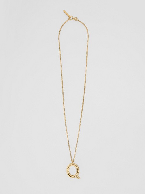 Burberry ‘q' Alphabet Charm Gold-plated Necklace In Light Gold
