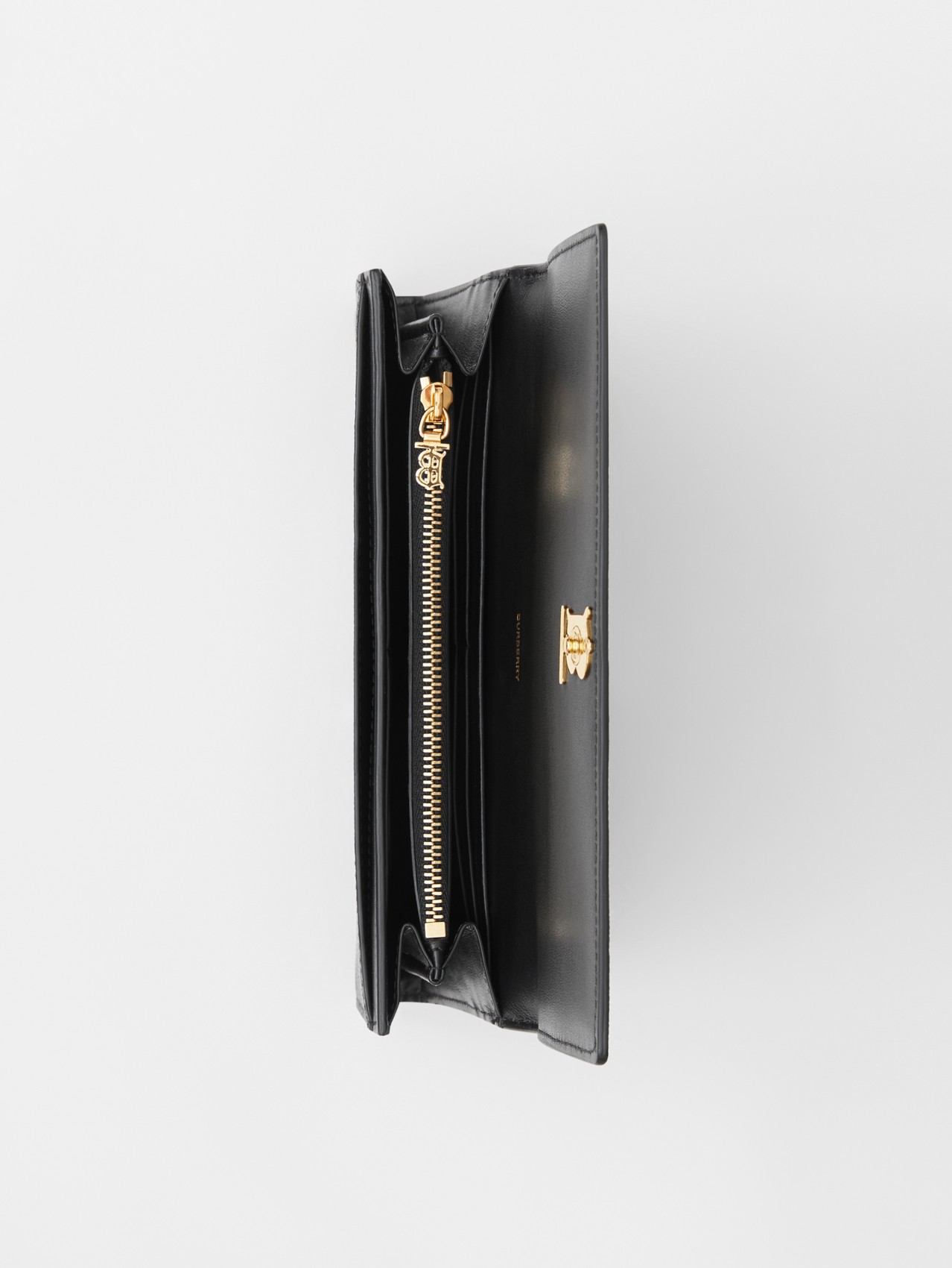 Brieftasche im Kontinentalformat aus genarbtem Leder mit Monogrammmotiv (Schwarz)