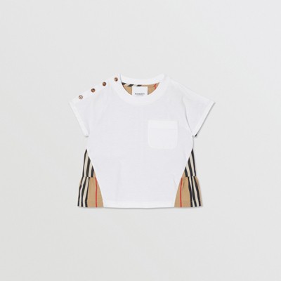 Icon Stripe Panel Cotton T-shirt in 