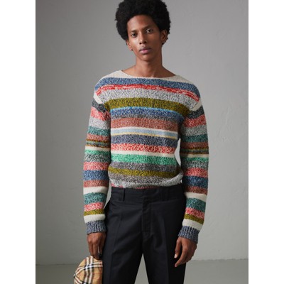Burberry Rayé De Photo En Moulinée Laine multicolore Pull Homme Mérinos aCB0B