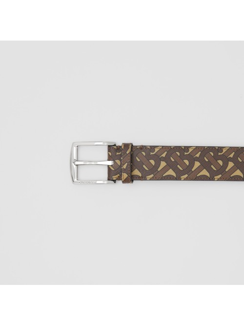 Burberry Bridle Brown Monogram Coated Canvas TB Buckle Belt S Burberry