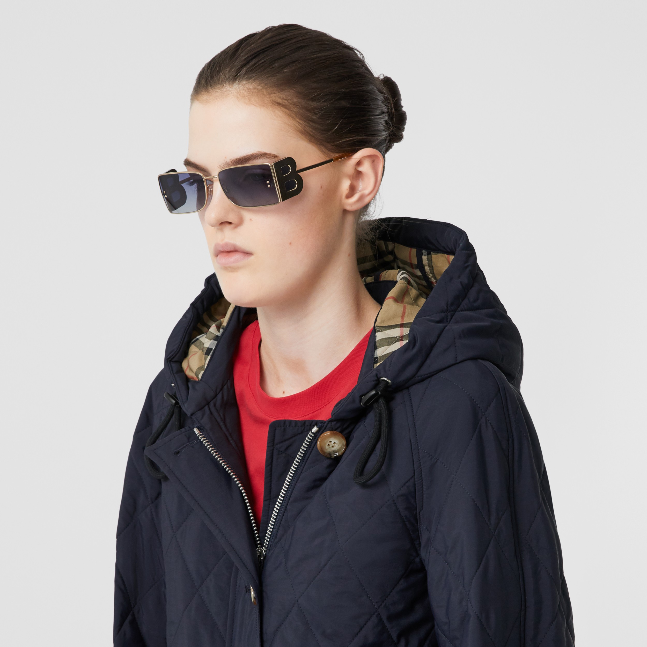 Diamond Quilted Thermoregulated Hooded Coat in Navy - Women | Burberry ...