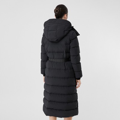 Detachable Hood Belted Puffer Coat in 