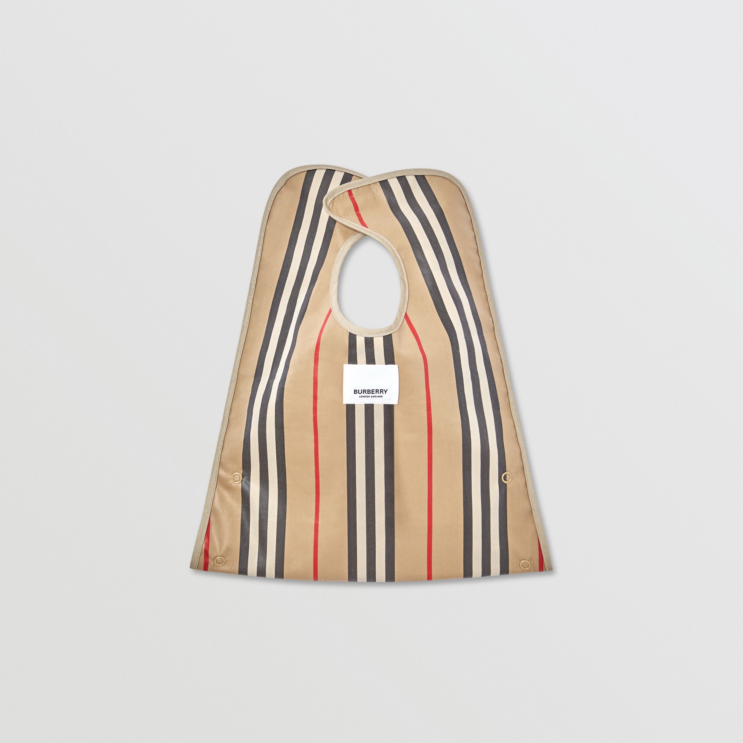 Coated Vintage Check and Icon Stripe Bib in Archive Beige - Children | Burberry® Official - 3