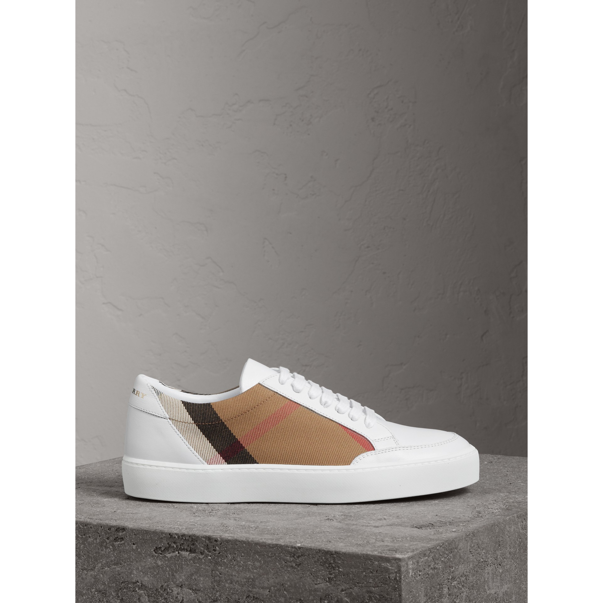 burberry salmond leather and cotton sneakers