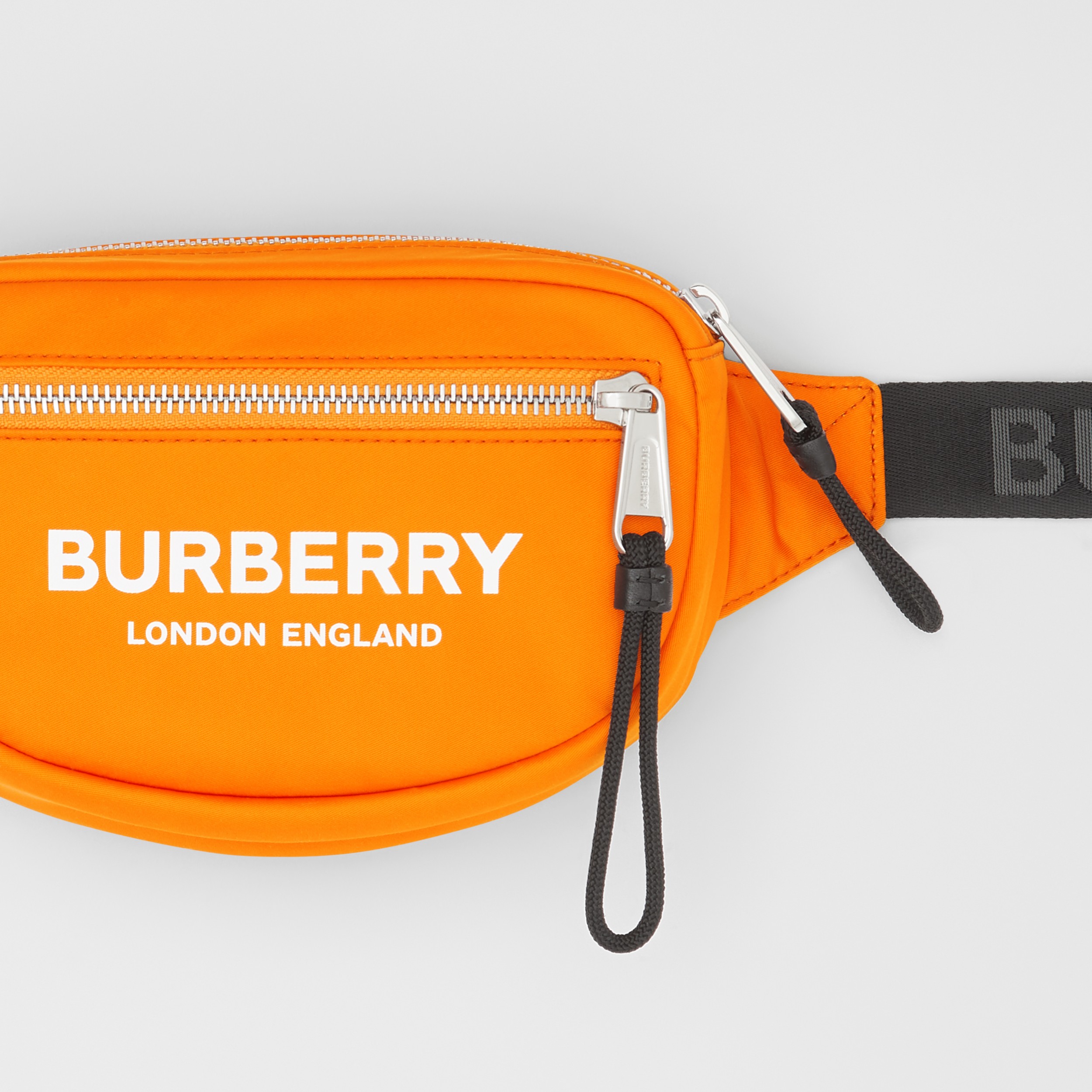 Small Logo Print ECONYL® Cannon Bum Bag in Bright Orange Burberry