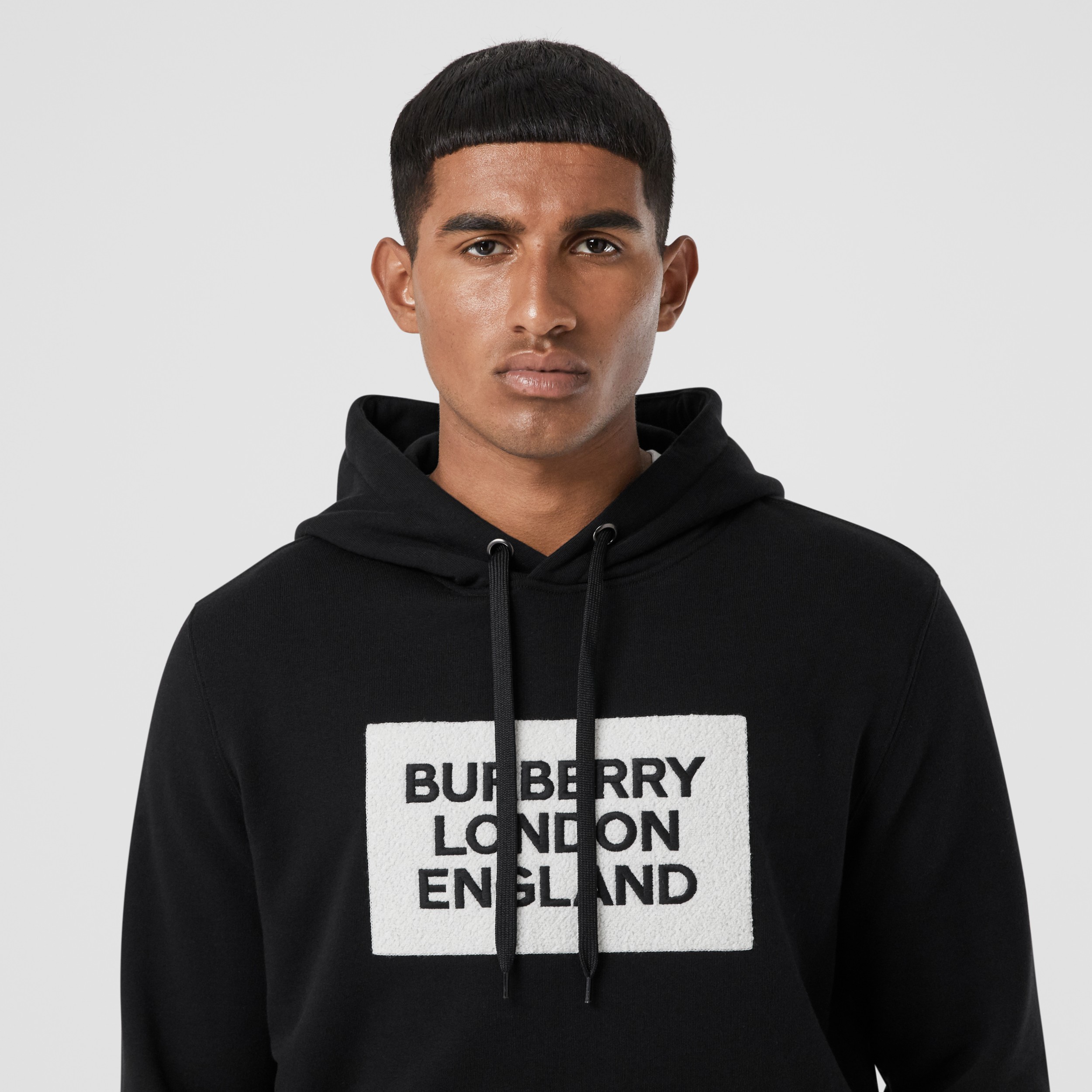 Logo Appliqué Cotton Hoodie in Black - Men | Burberry United States