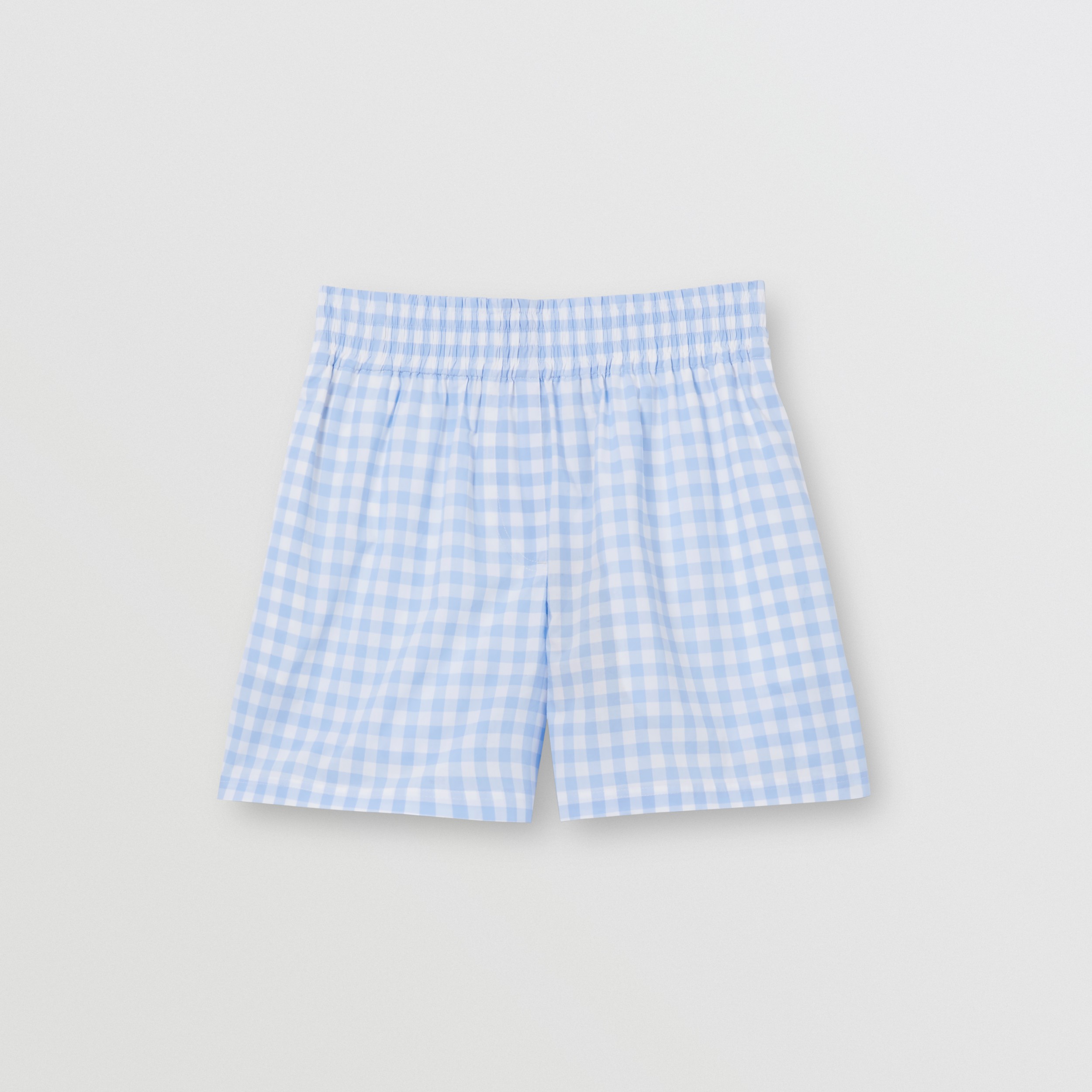 Gingham Cotton Shorts in Pale Blue Women Burberry