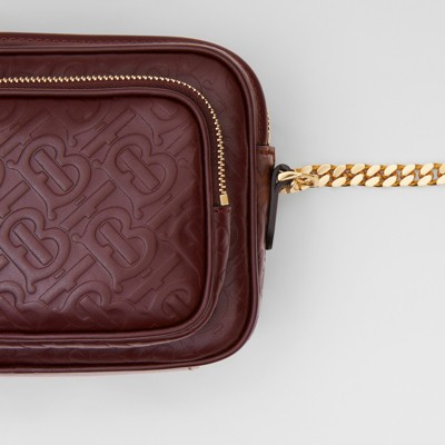 burberry small monogram leather camera bag