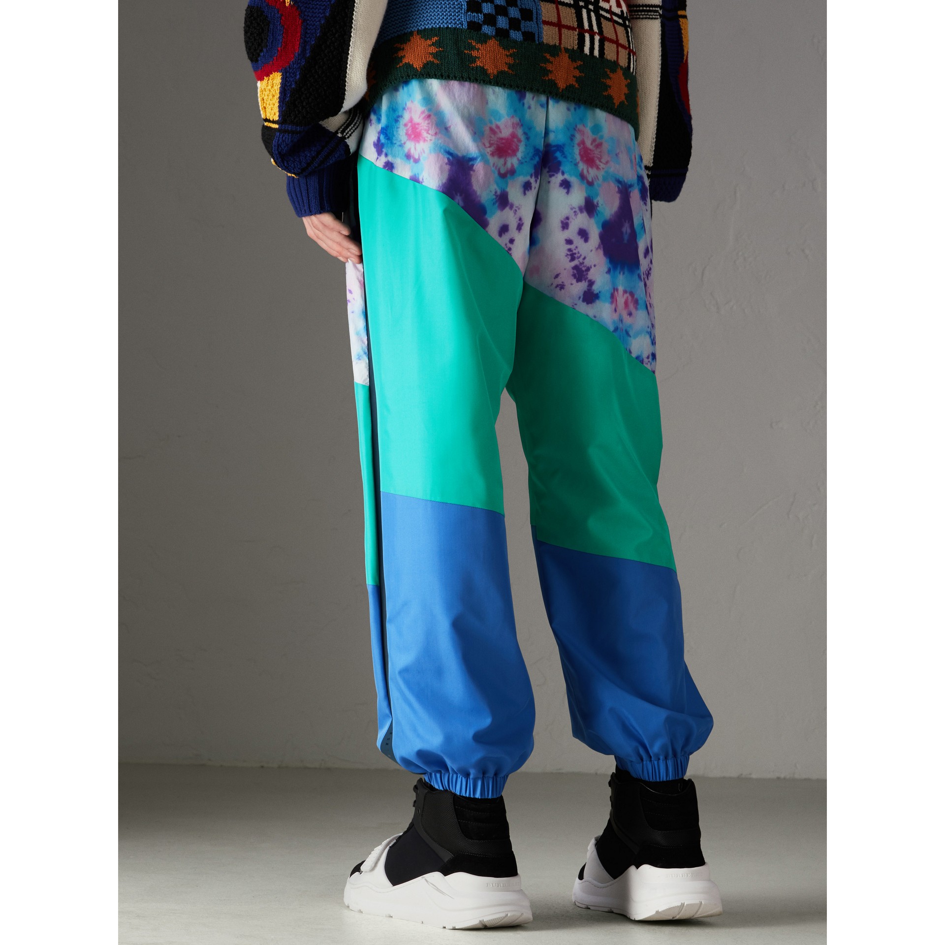Tie-dye Silk Shell Suit Pants in Turquoise - Men | Burberry United States