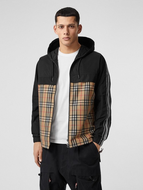 BURBERRY Check Panel Shape-memory Taffeta Hooded Jacket