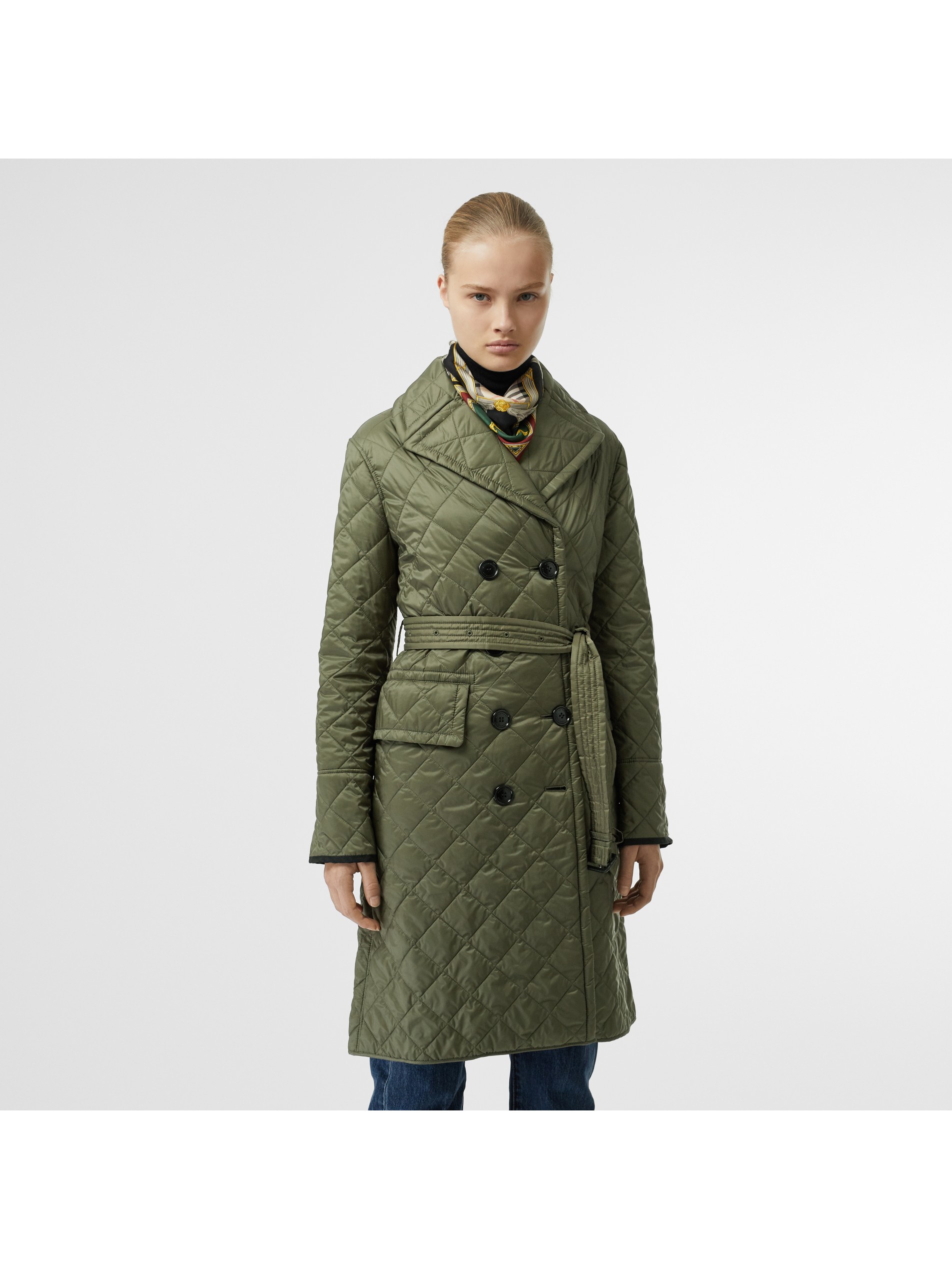 陆军绿 轻便菱形绗缝大衣 产品图片51