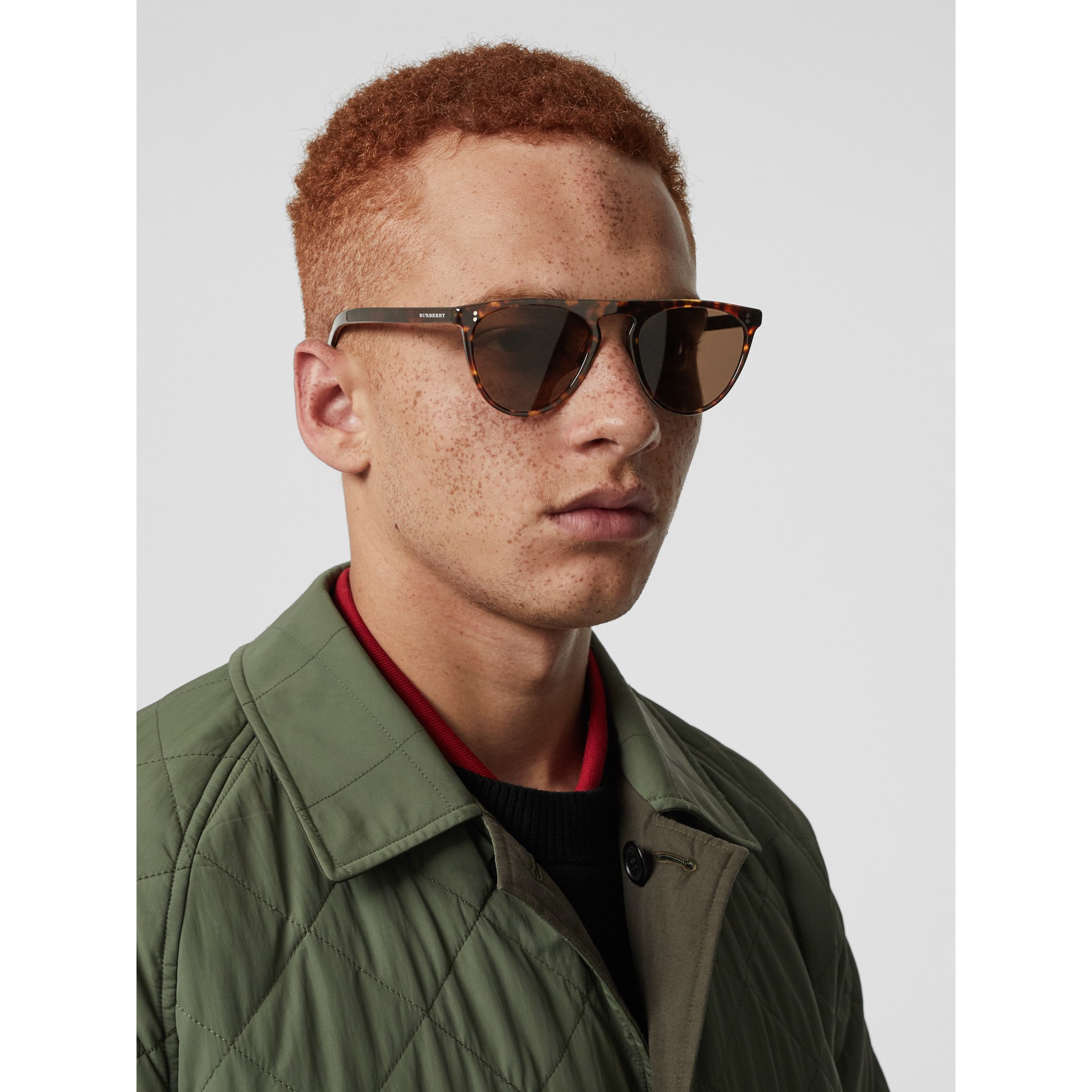 Keyhole Dshaped Sunglasses in Tortoise Shell Men Burberry United