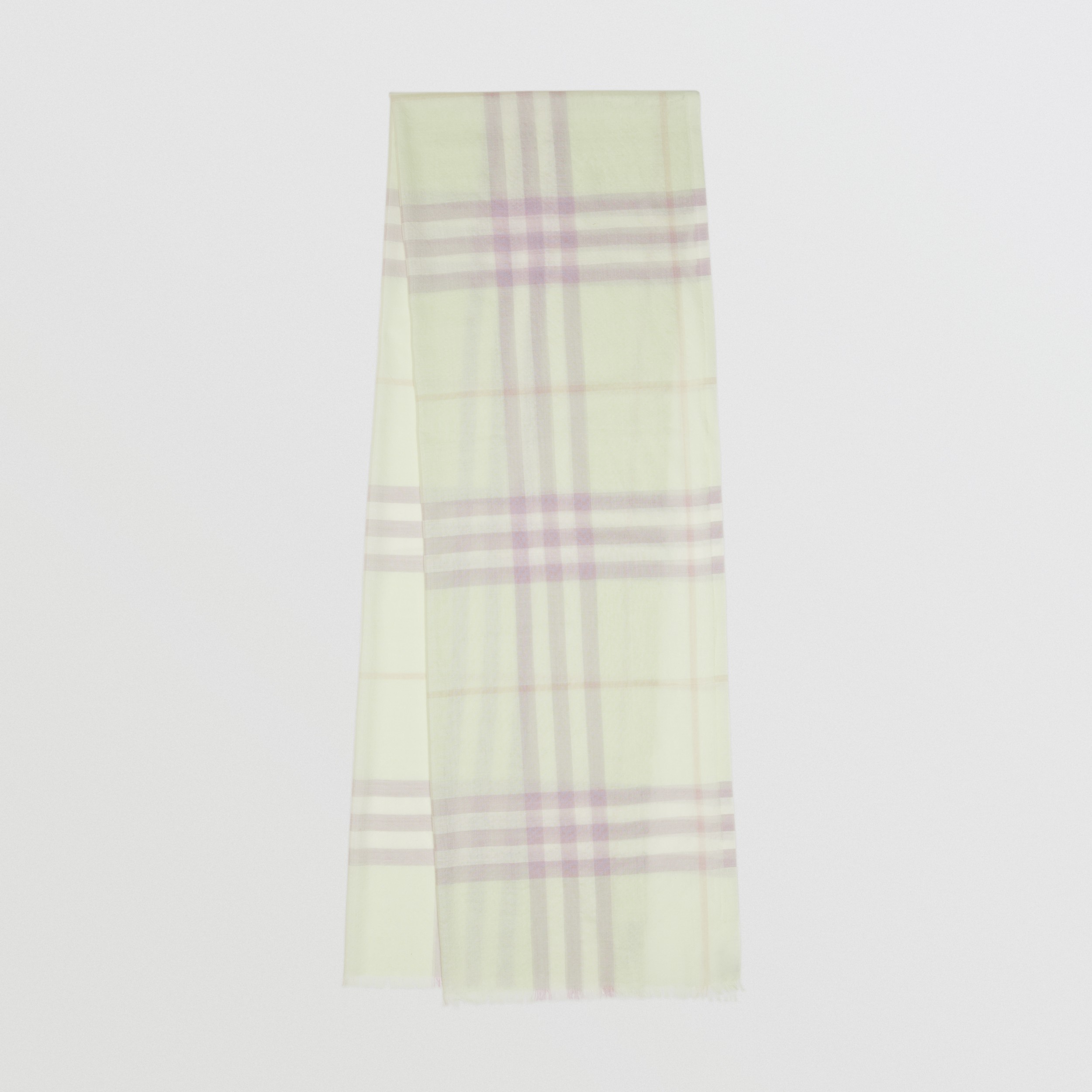 Lightweight Check Wool and Silk Scarf in Limestone | Burberry® Official