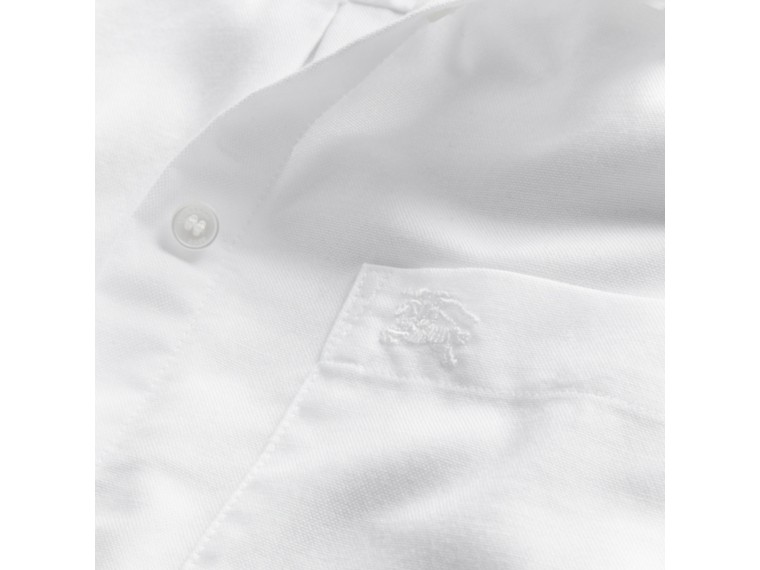 Check Detail Cotton Shirt Optic White | Burberry