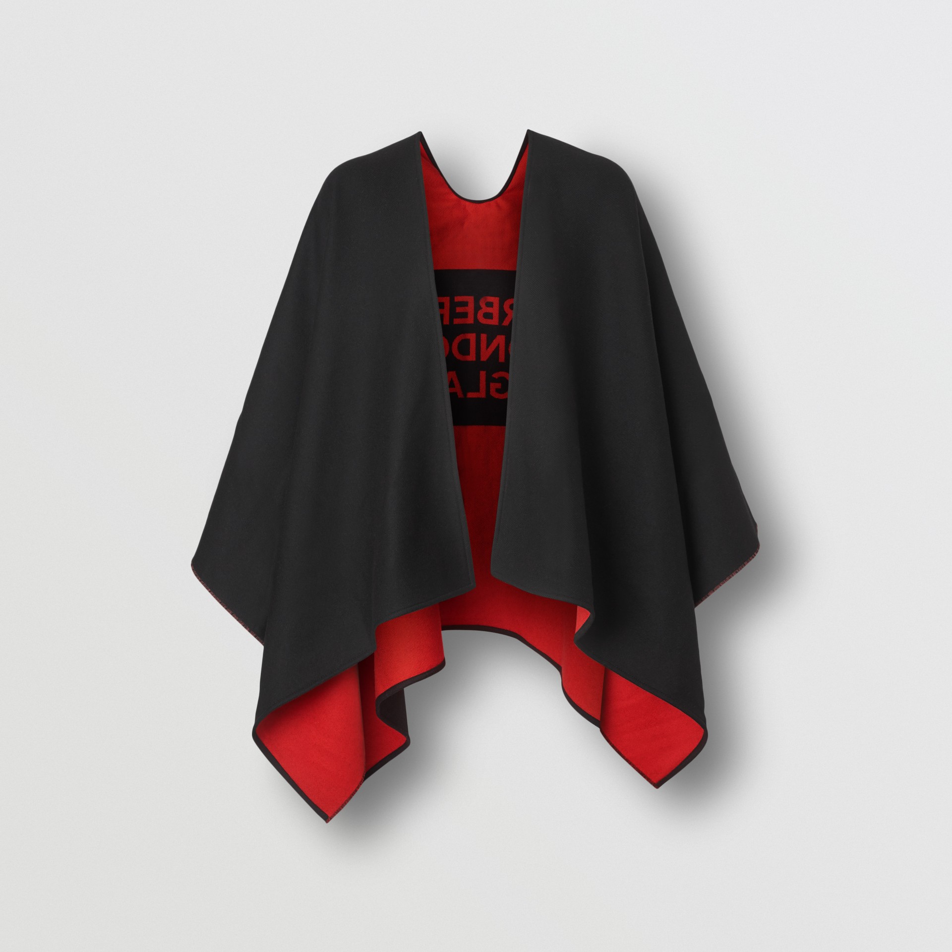 Logo Detail Wool Jacquard Cape in Black Women Burberry United States