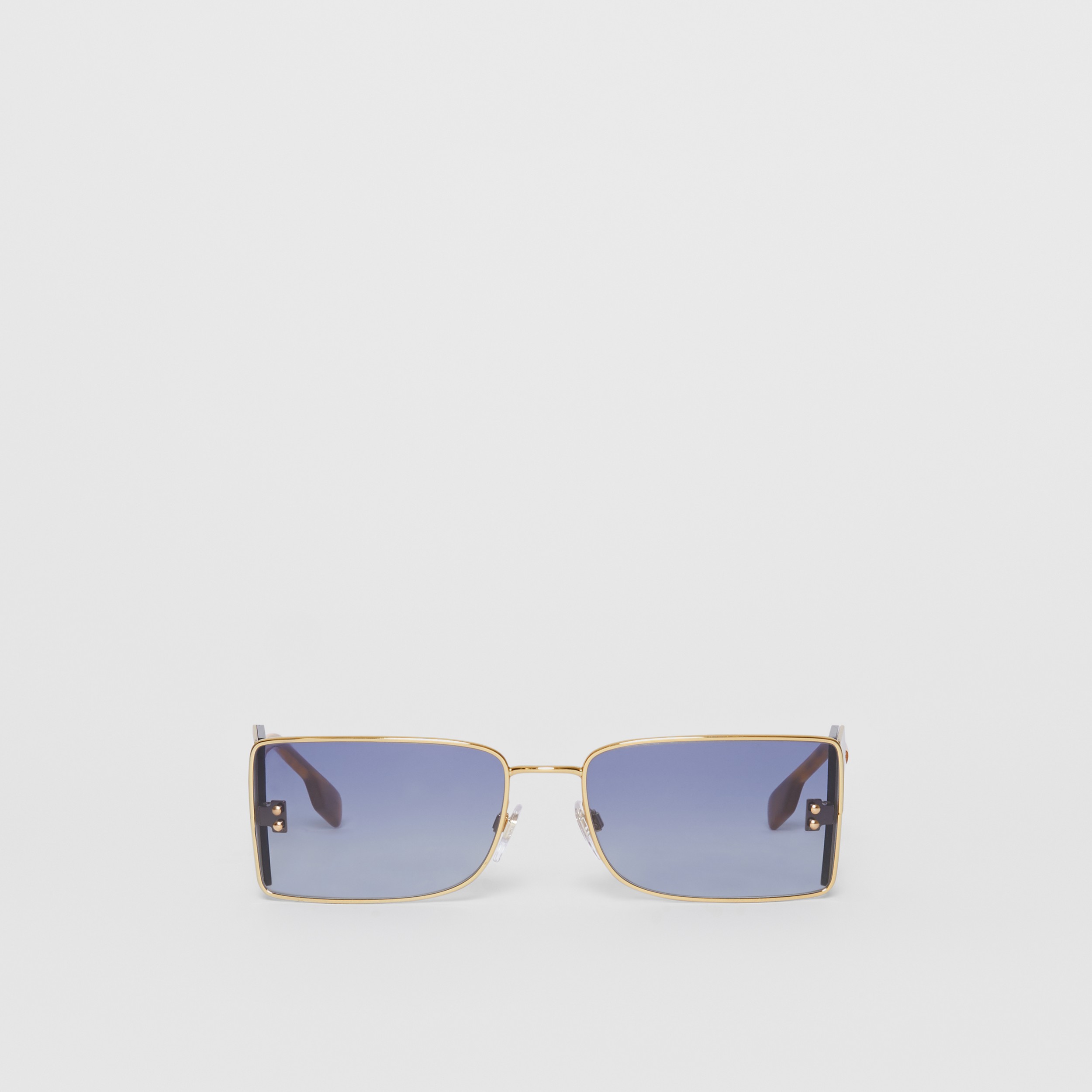 ‘B’ Lens Detail Rectangular Frame Sunglasses in Amber Tortoiseshell - Women | Burberry® Official - 1