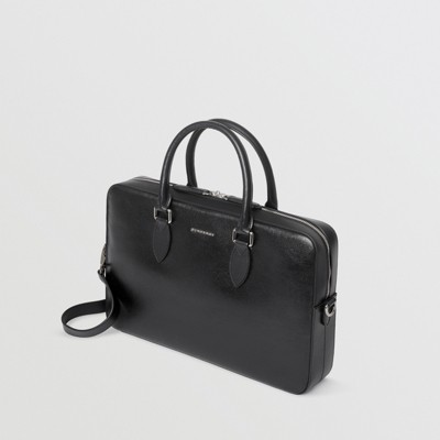 London Leather Briefcase in Black - Men 