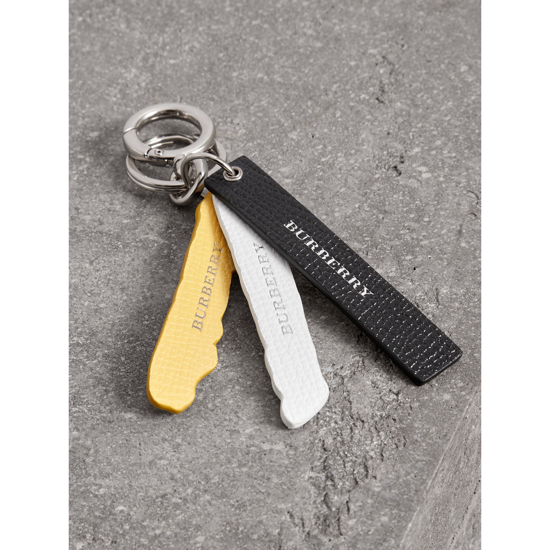 Tag Print Leather Key Ring in Multicolour Men Burberry United States