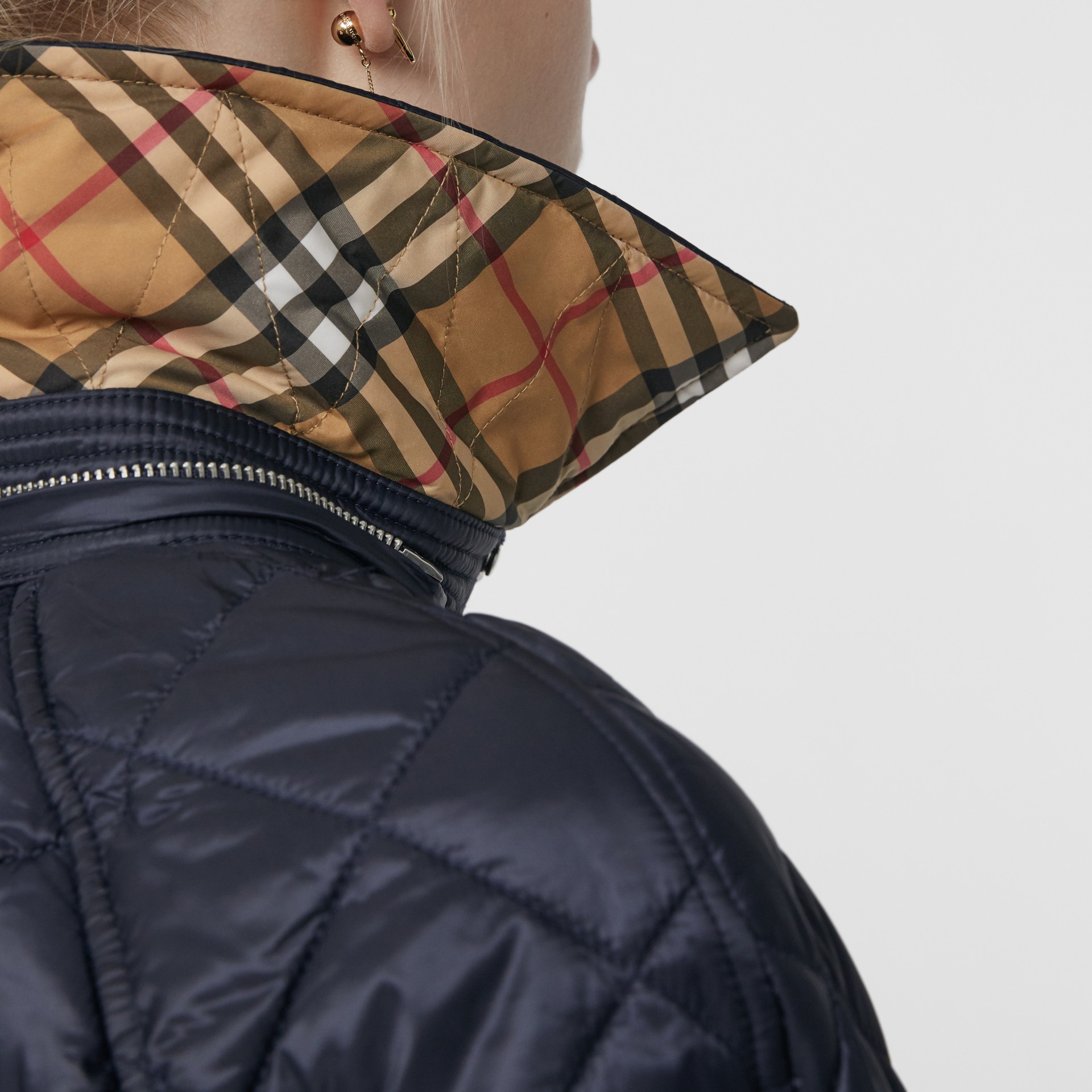 Detachable Hood Lightweight Diamond Quilted Coat in Ink | Burberry ...