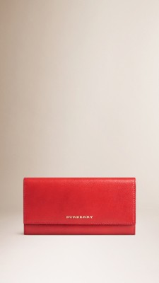 Coral red Patent London Leather Continental Wallet - Image 1