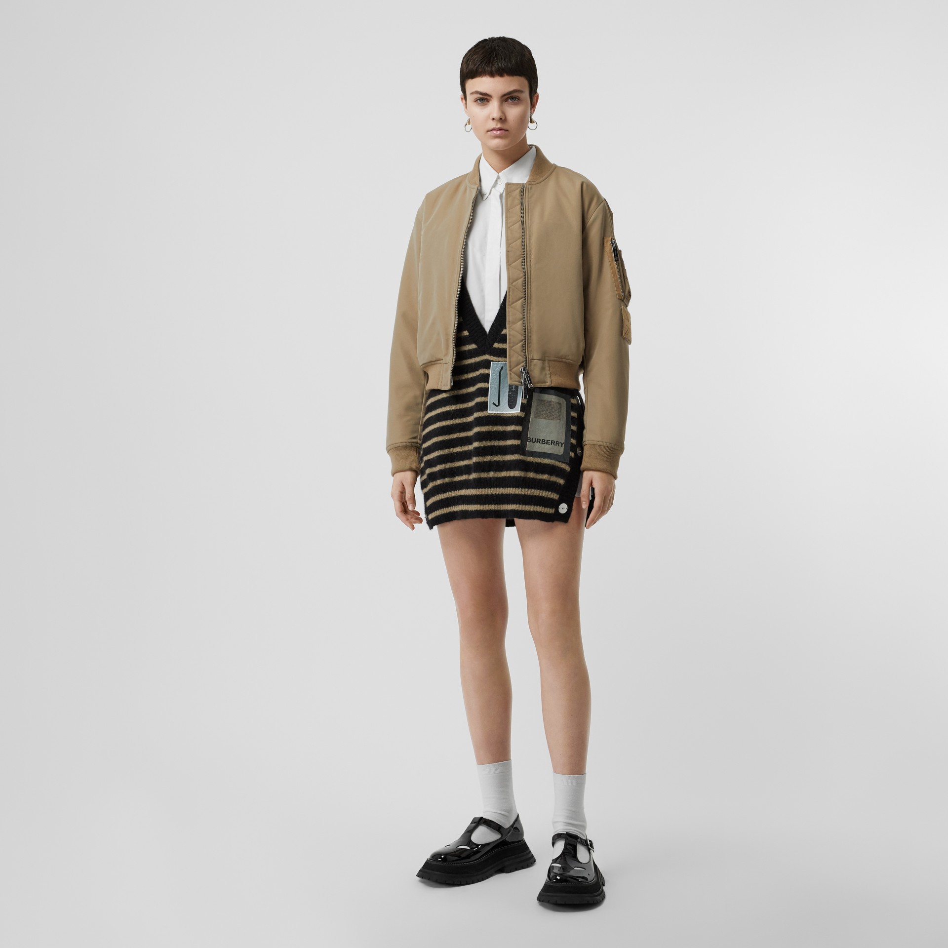 Union Jack Motif Nylon Bomber Jacket in Honey Women Burberry United