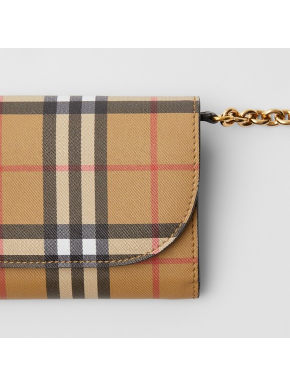 vintage check and leather penny bag