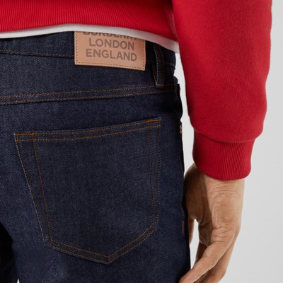 Straight Fit Raw Denim Jeans in Indigo 