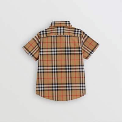 Short-sleeve Vintage Check Cotton Shirt 