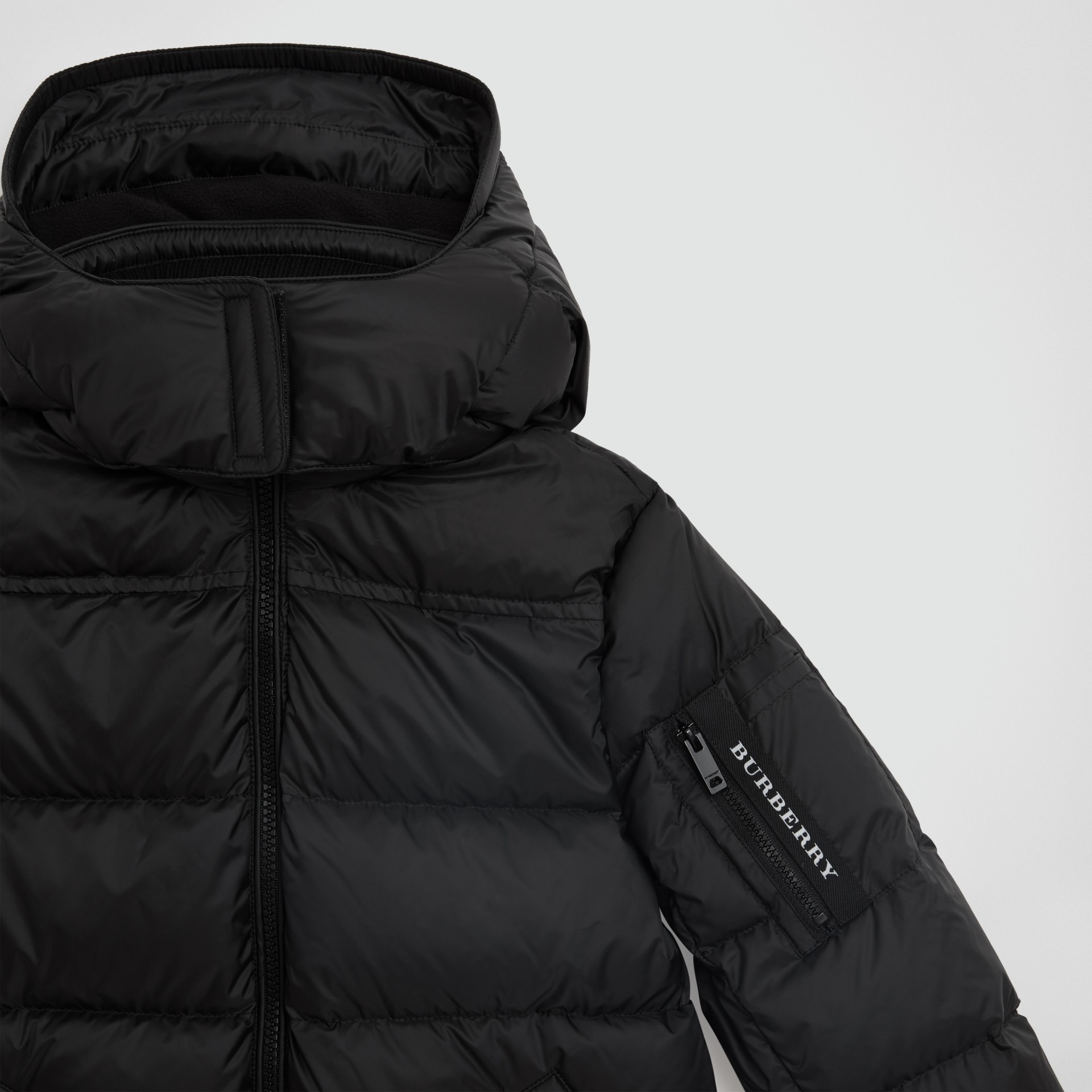 Detachable Hood Down-filled Puffer Coat in Black - Children | Burberry ...