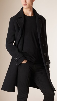 Black Deconstructed Double-Breasted Topcoat - Image 1