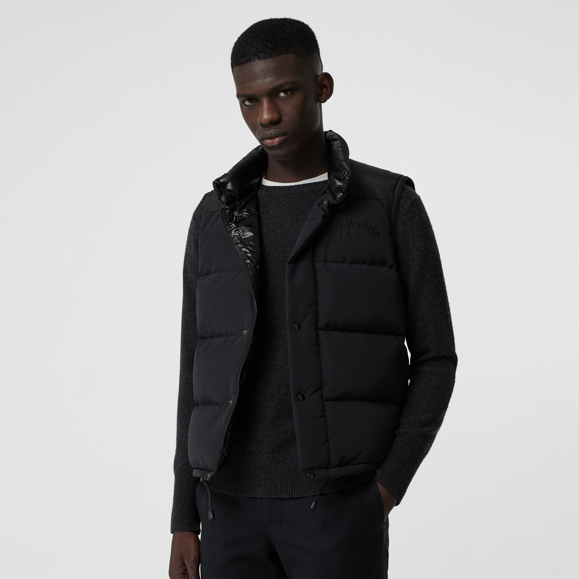 Embroidered Archive Logo Down-filled Gilet in Black - Men | Burberry United States dalmatian jewelry