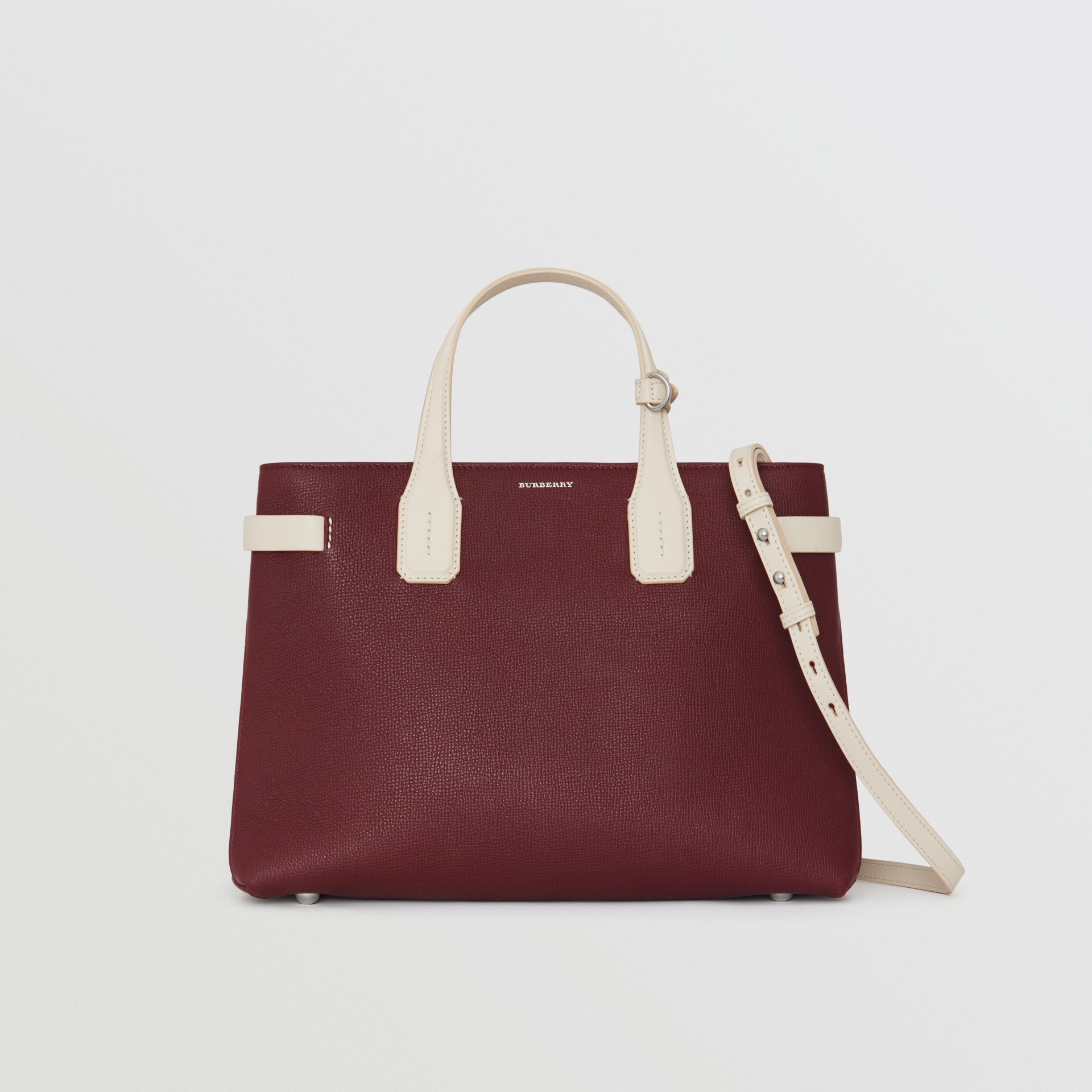 The Medium Banner in Two-tone Leather in Mahogany Red/limestone - Women ...