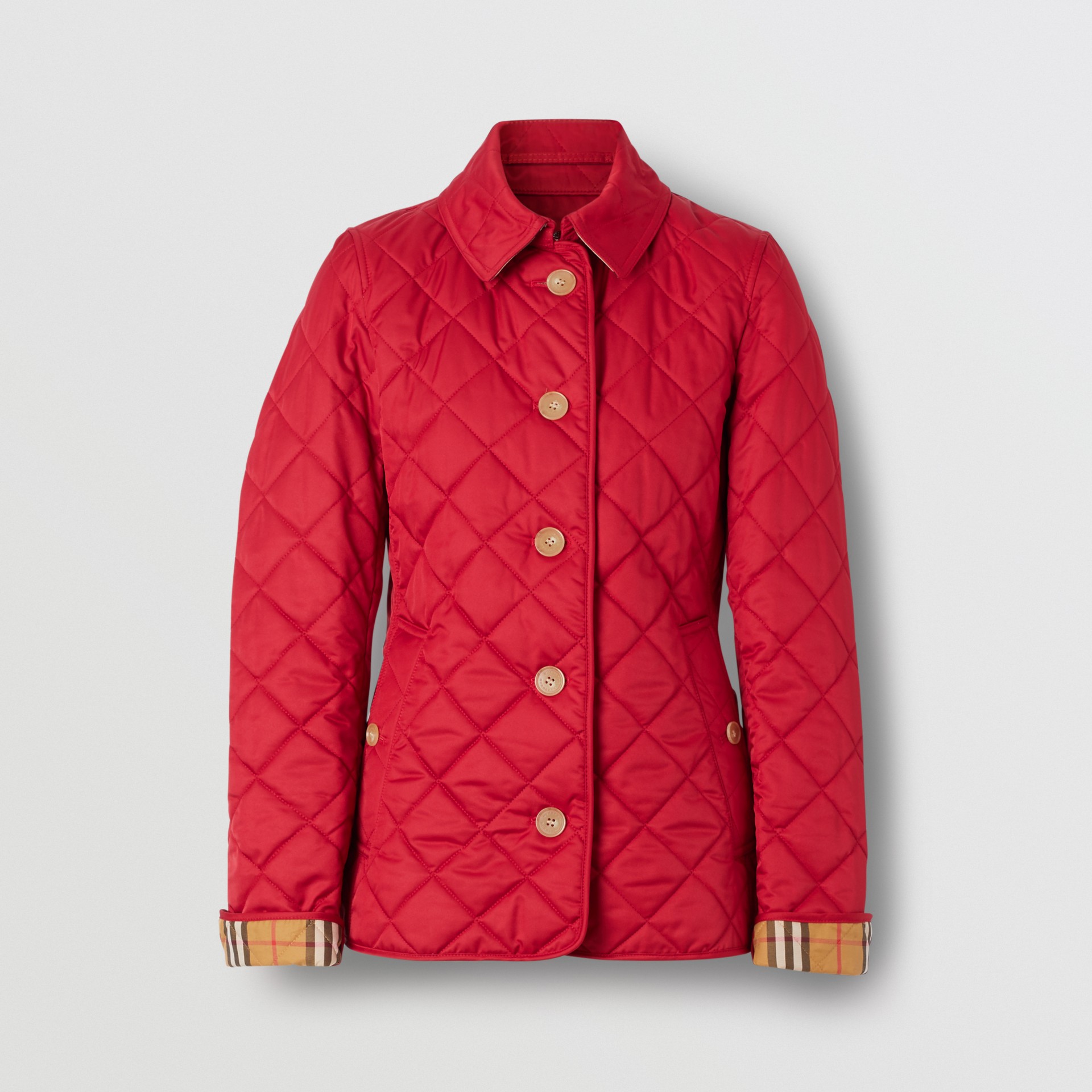 Diamond Quilted Jacket in Military Red Women Burberry Canada