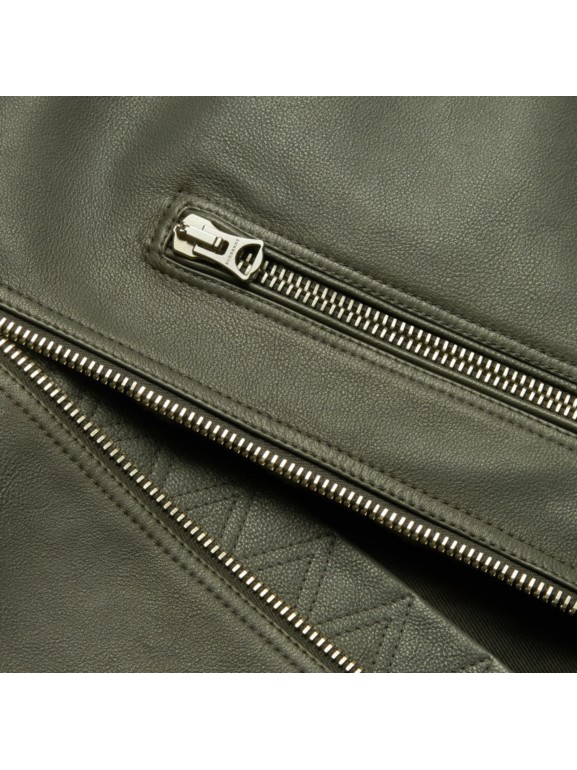 Leather Bomber Jacket with Stand Collar in Dark Steel Men Burberry