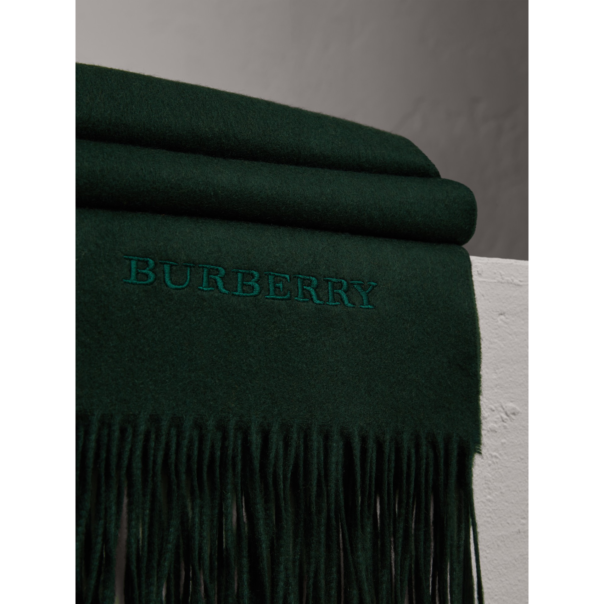 Cashmere Blanket in Dark Forest Green Women Burberry United States
