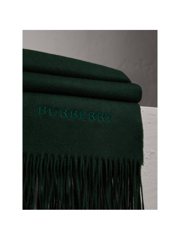 Cashmere Blanket in Dark Forest Green Women Burberry United States