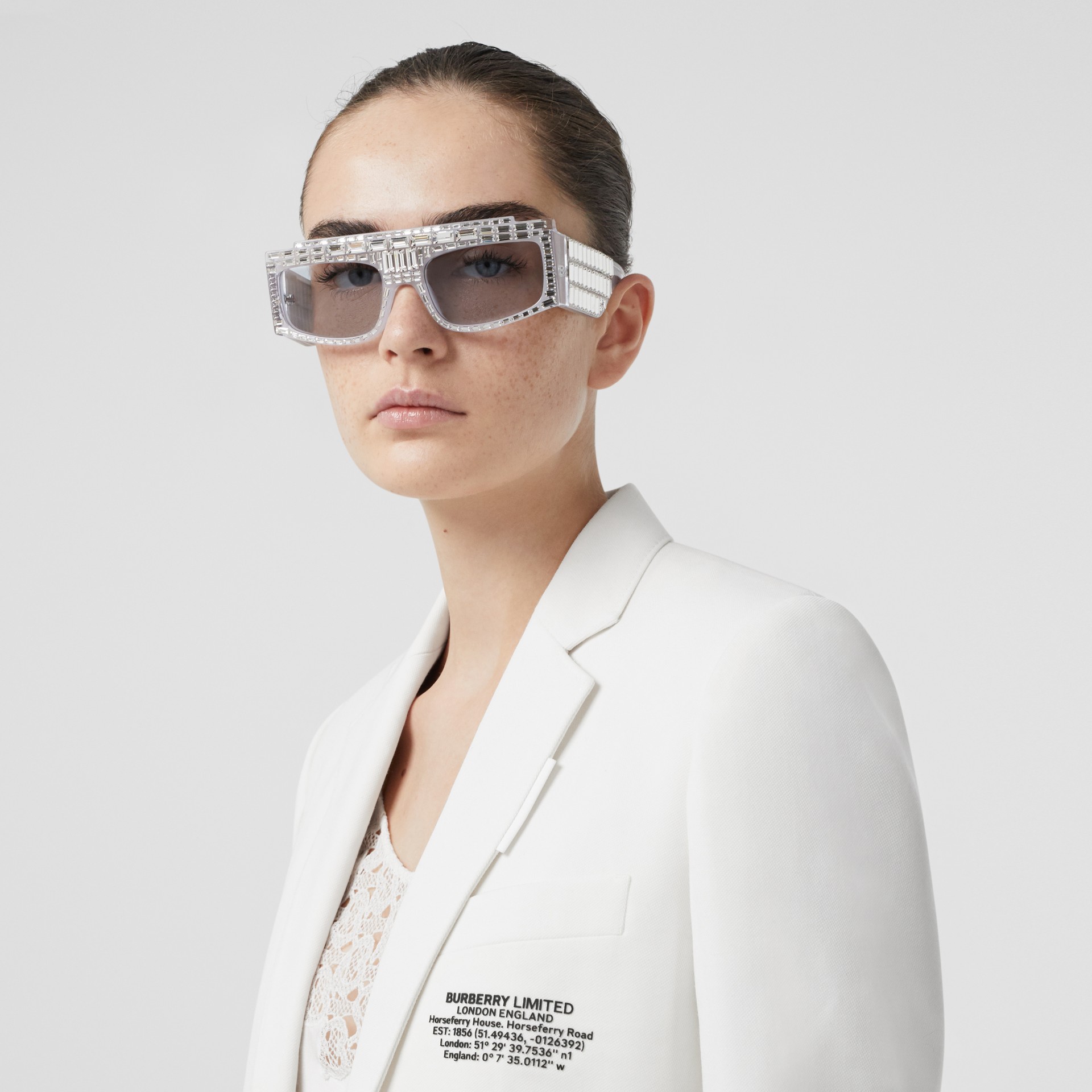 Crystal Rectangular Frame Sunglasses Women Burberry United States 