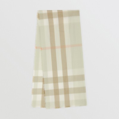 Lightweight Check Cashmere Scarf in 