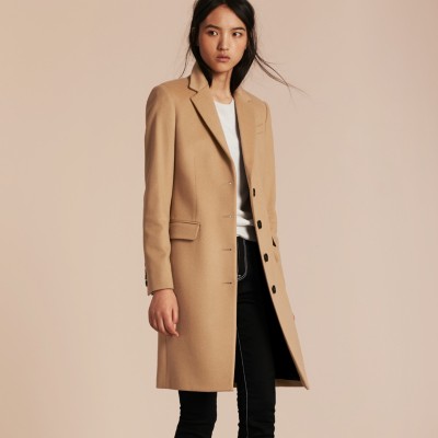 Manteau Ajusté En Laine Et Cachemire (Camel) - Femme | Burberry