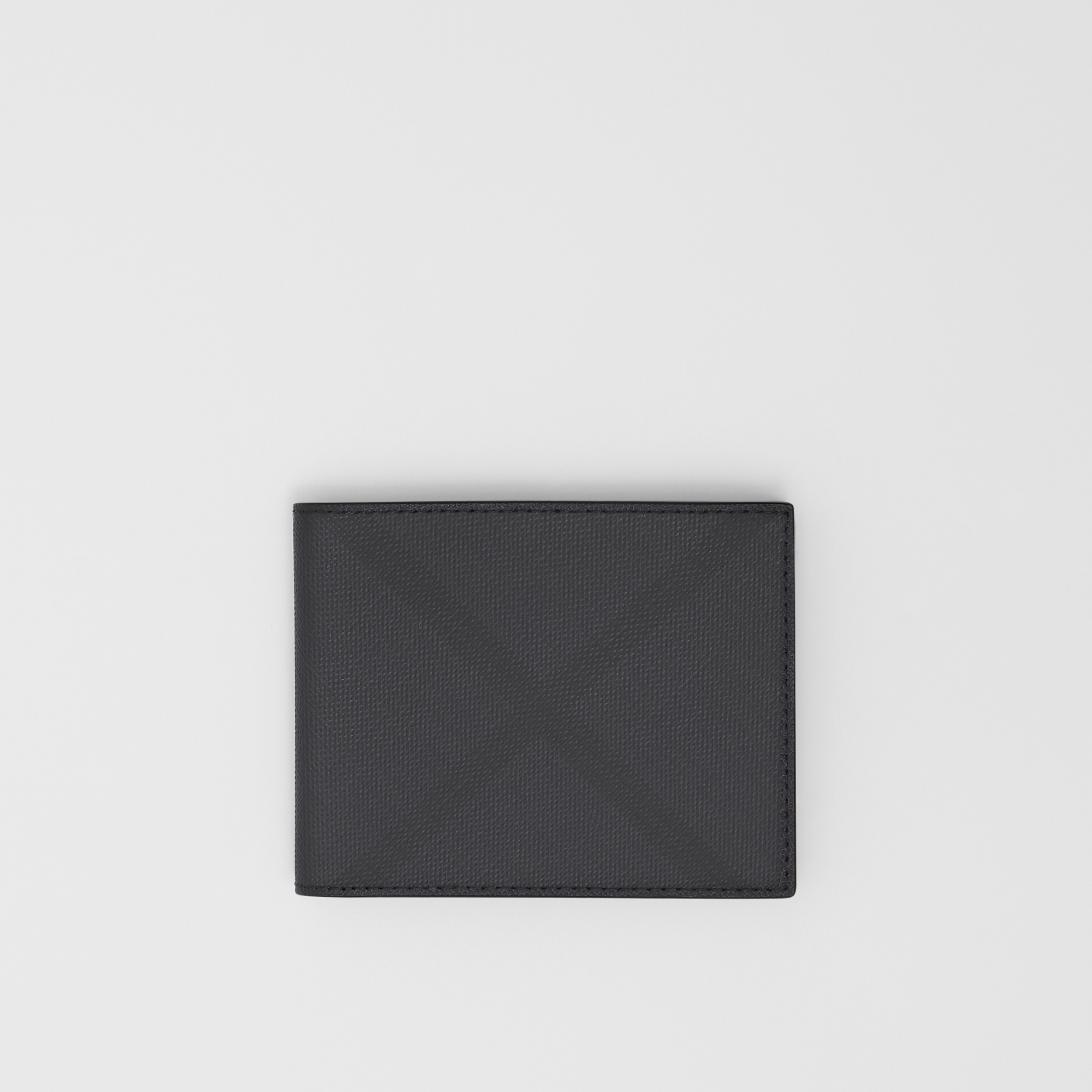 London Check and Leather Bifold Wallet in Dark Charcoal - Men | Burberry® Official - 1